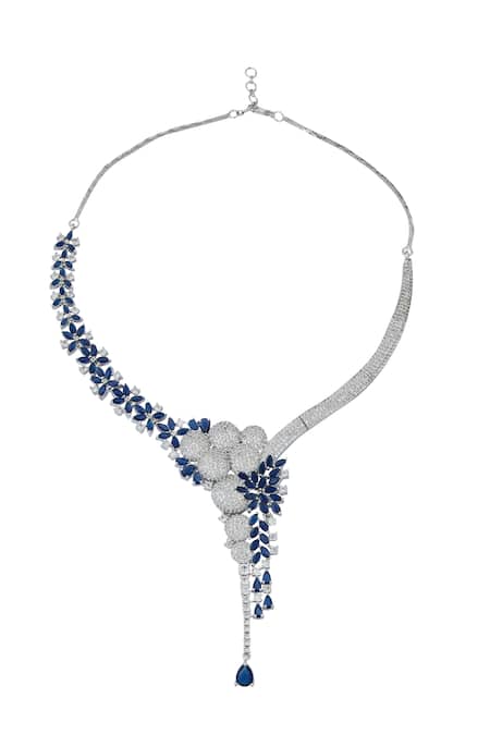 Nazaakat By Samara Singh Blue American Diamond Necklace & Earrings 