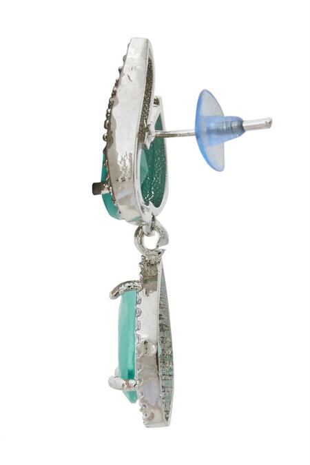 Nazaakat By Samara Singh_Aqua Brass Necklace And Earring Set _Online_at_Aza_Fashions