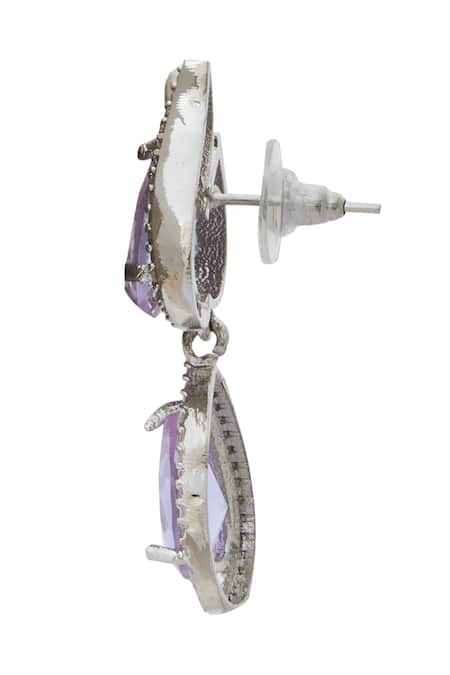 Nazaakat By Samara Singh_Purple Violet Brass Necklace And Earring Set _Online_at_Aza_Fashions