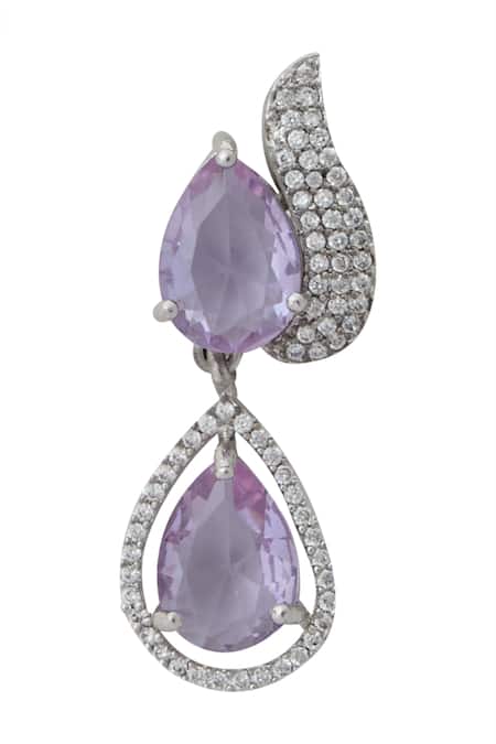 Buy_Nazaakat By Samara Singh_Purple Violet Brass Necklace And Earring Set _Online_at_Aza_Fashions