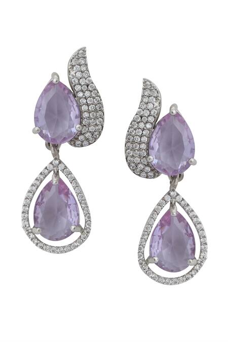 Nazaakat By Samara Singh_Purple Violet Brass Necklace And Earring Set _at_Aza_Fashions