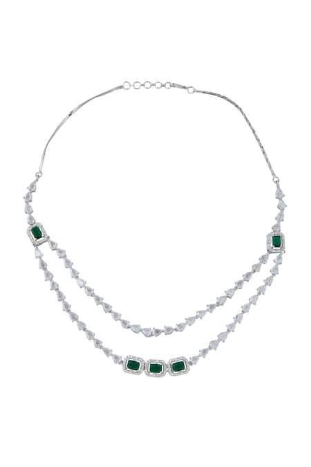 Nazaakat By Samara Singh Green Brass American Diamond Jewelry Set Online at Aza Fashions Nazaakat By Samara Singh_Green Brass American Diamond Jewelry Set _Online_at_Aza_Fashions