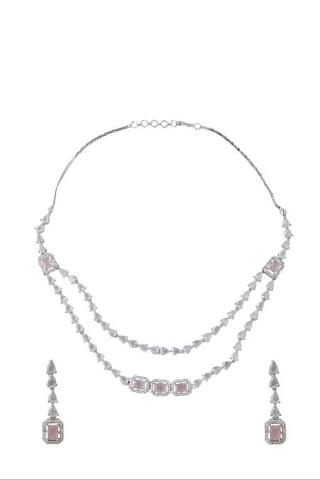 Nazaakat By Samara Singh Pink American Diamond Jewelry Set 