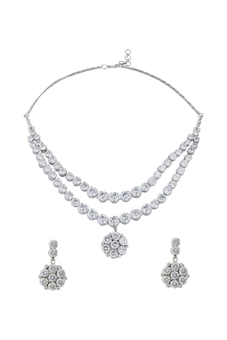Nazaakat By Samara Singh White American Diamond Jewelry Set 