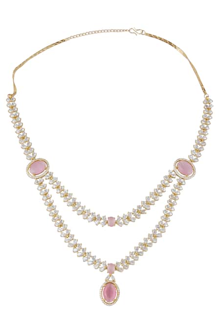 Buy Nazaakat By Samara Singh Pink Brass Necklace And Earring Set Online at Aza Fashions Buy_Nazaakat By Samara Singh_Pink Brass Necklace And Earring Set _Online_at_Aza_Fashions
