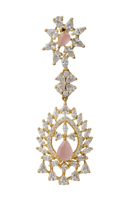 Shop Nazaakat By Samara Singh Pink Brass Necklace And Earring Set Online at Aza Fashions Shop_Nazaakat By Samara Singh_Pink Brass Necklace And Earring Set _Online_at_Aza_Fashions