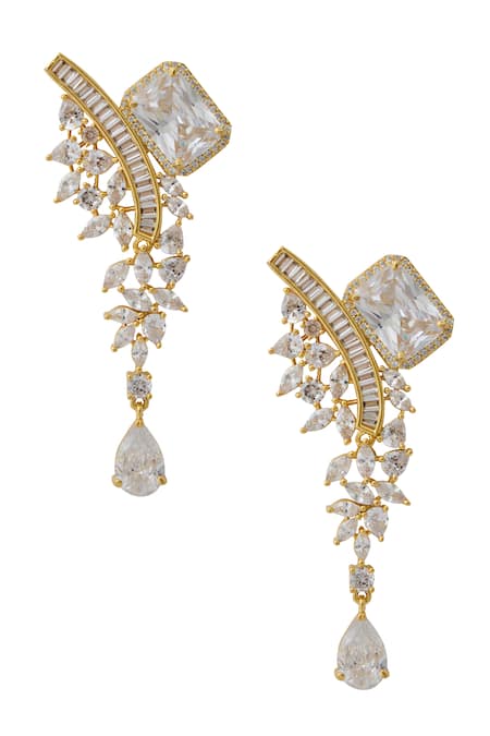 Nazaakat By Samara Singh_White Gold American Diamond Necklace And Earring Set _at_Aza_Fashions