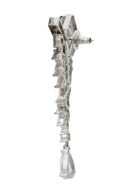 Nazaakat By Samara Singh_White American Diamond Necklace And Earrings Set _Online_at_Aza_Fashions