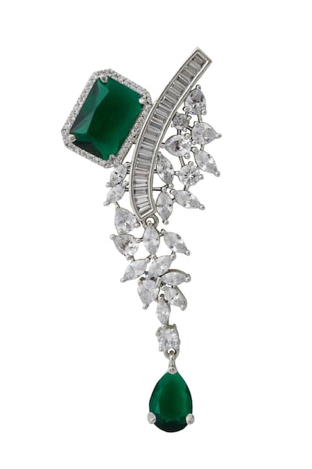 Buy_Nazaakat By Samara Singh_Green Brass American Diamond Jewelry Set _Online_at_Aza_Fashions