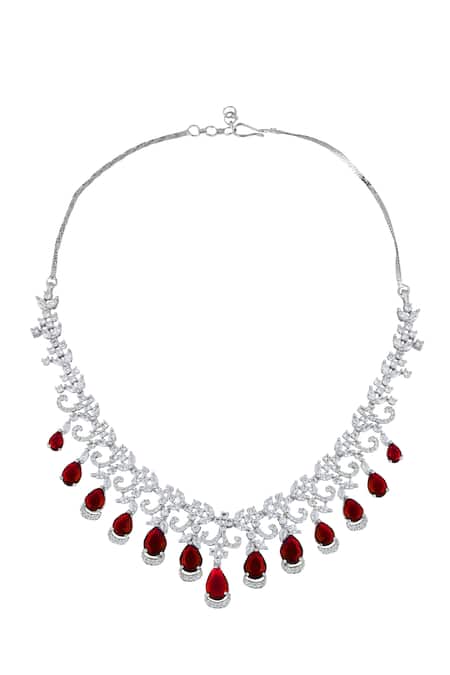 Buy Nazaakat By Samara Singh Red Imitation Diamonds Ruby American Necklace And Earring Set Online at Aza Fashions Buy_Nazaakat By Samara Singh_Red Imitation Diamonds Ruby American Necklace And Earring Set _Online_at_Aza_Fashions