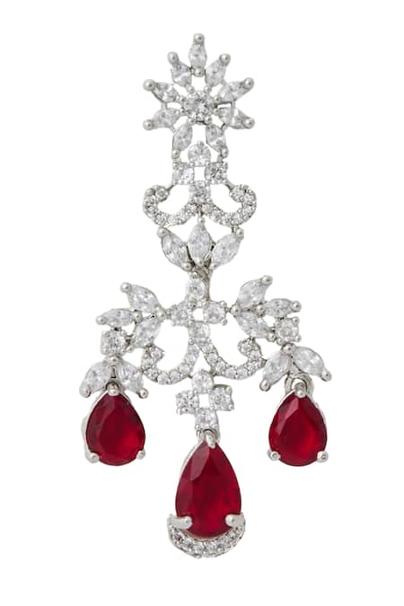 Shop Nazaakat By Samara Singh Red Imitation Diamonds Ruby American Necklace And Earring Set Online at Aza Fashions Shop_Nazaakat By Samara Singh_Red Imitation Diamonds Ruby American Necklace And Earring Set _Online_at_Aza_Fashions
