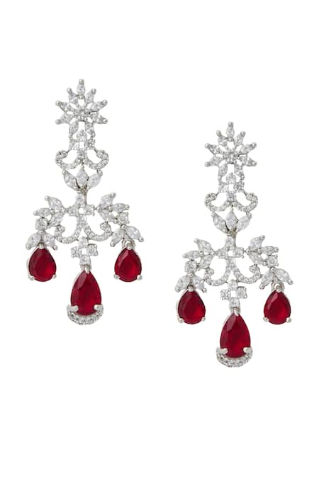 Nazaakat By Samara Singh Red Imitation Diamonds Ruby American Necklace And Earring Set at Aza Fashions Nazaakat By Samara Singh_Red Imitation Diamonds Ruby American Necklace And Earring Set _at_Aza_Fashions