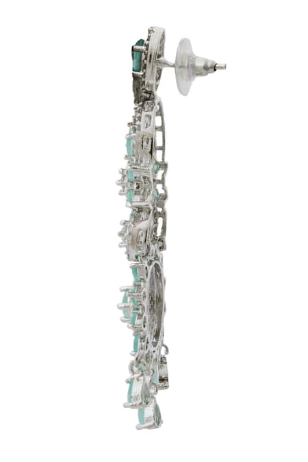 Nazaakat By Samara Singh_Aqua American Diamond Necklace Set _Online_at_Aza_Fashions