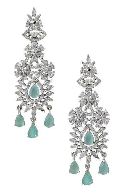 Nazaakat By Samara Singh_Aqua Brass Necklace And Earring Set _at_Aza_Fashions