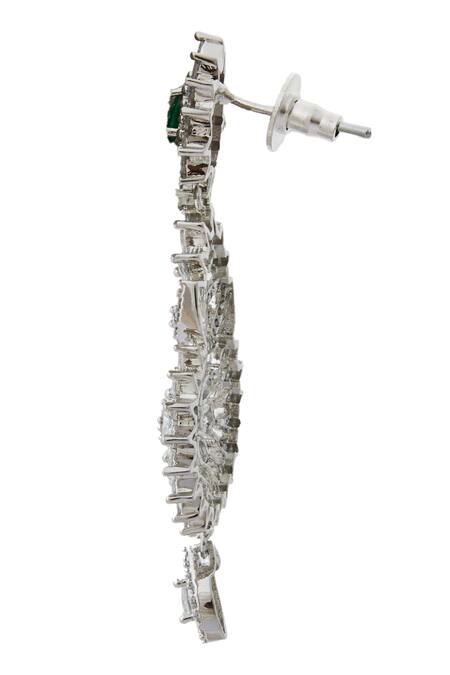 Nazaakat By Samara Singh_Green American Diamond Necklace And Earring Set _Online_at_Aza_Fashions