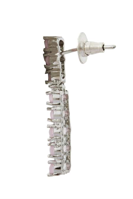 Nazaakat By Samara Singh_Pink American Diamond Necklace And Earrings Set _Online_at_Aza_Fashions