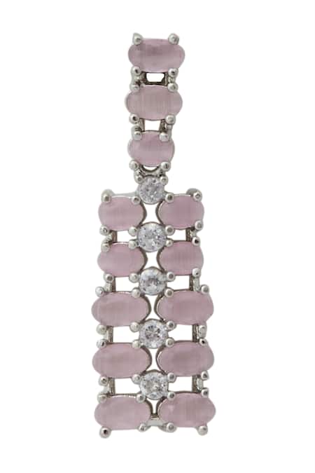 Buy_Nazaakat By Samara Singh_Pink American Diamond Necklace And Earrings Set _Online_at_Aza_Fashions