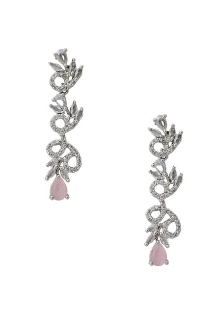 Nazaakat By Samara Singh_Pink Stones American Diamond Necklace And Earrings Set _Online_at_Aza_Fashions