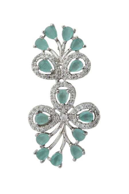 Shop_Nazaakat By Samara Singh_Aqua American Diamond Necklace And Earrings _Online_at_Aza_Fashions