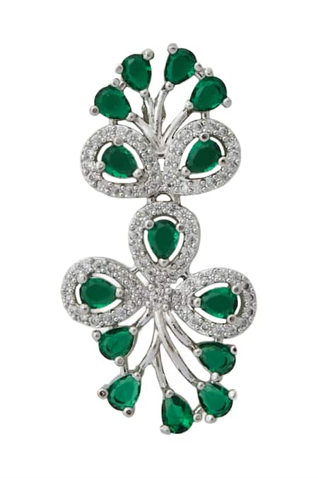 Buy_Nazaakat By Samara Singh_Green Brass American Diamond Jewelry Set 