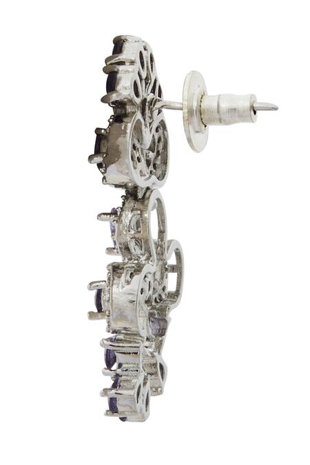 Buy_Nazaakat By Samara Singh_Purple Violet American Diamond Necklace And Earrings _Online_at_Aza_Fashions