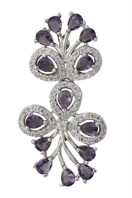 Shop_Nazaakat By Samara Singh_Purple Violet American Diamond Necklace And Earrings _Online_at_Aza_Fashions