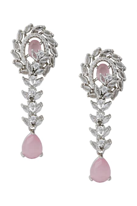 Nazaakat By Samara Singh_Pink American Diamond Necklace And Earring Set _at_Aza_Fashions