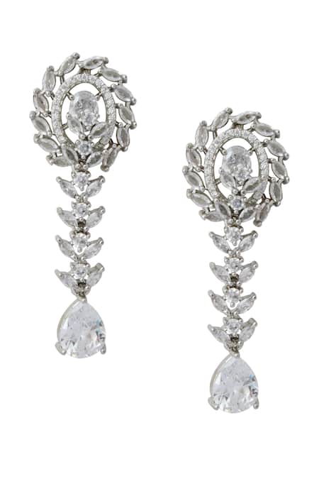 Nazaakat By Samara Singh_White American Diamond Jewelry Set _at_Aza_Fashions