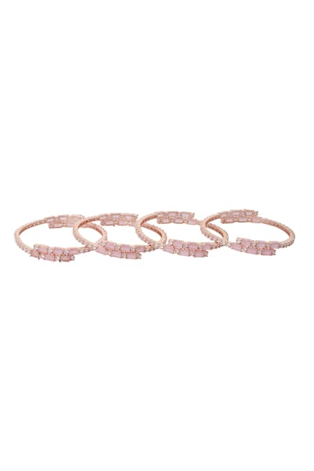 Shop Nazaakat By Samara Singh Rose Gold American Diamond Bangles at Aza Fashions Shop_Nazaakat By Samara Singh_Rose Gold American Diamond Bangles _at_Aza_Fashions
