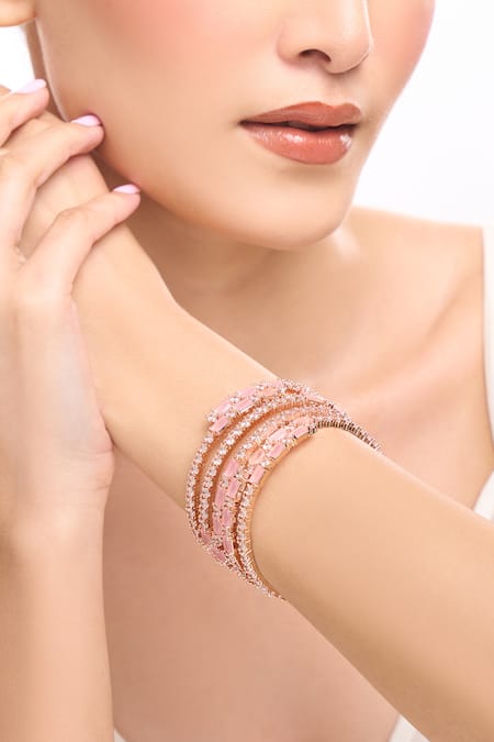 Nazaakat By Samara Singh Rose Gold American Diamond Bangles at Aza Fashions Nazaakat By Samara Singh_Rose Gold American Diamond Bangles _at_Aza_Fashions