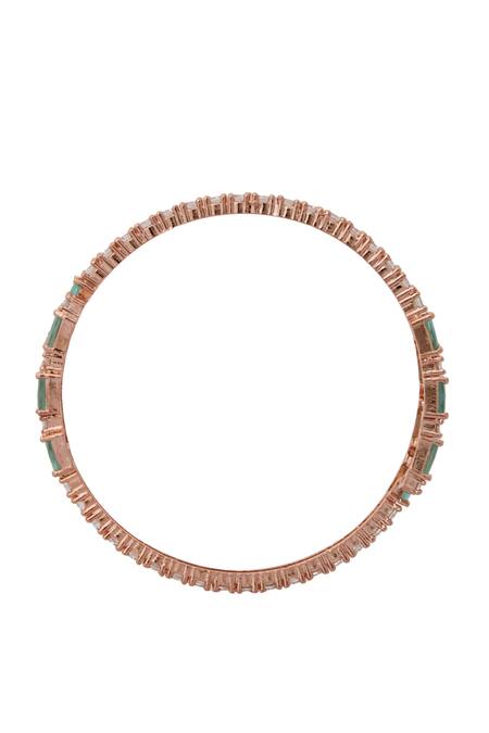Nazaakat By Samara Singh_Rose Gold Imitation Diamonds Aqua Bangles Set Of 4 _Online_at_Aza_Fashions