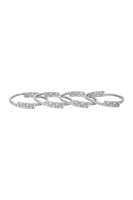 Buy Nazaakat By Samara Singh Silver Plated Imitation Diamonds American Bangle Set Online at Aza Fashions Buy_Nazaakat By Samara Singh_Silver Plated Imitation Diamonds American Bangle Set _Online_at_Aza_Fashions