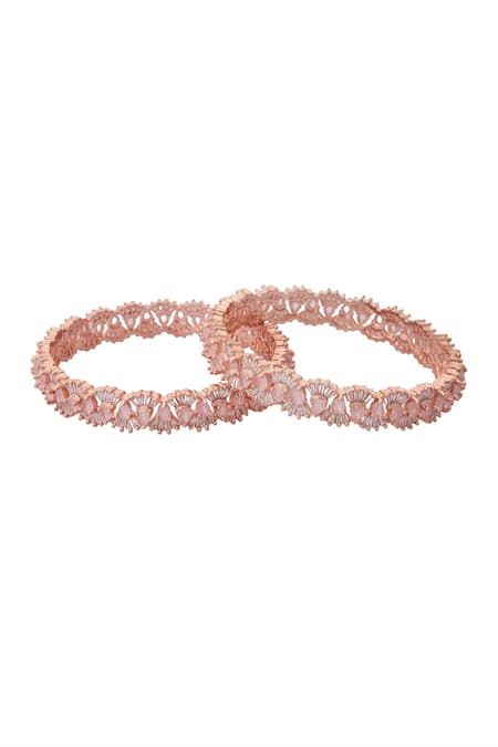 Buy_Nazaakat By Samara Singh_Rose Gold American Diamond Bangles _Online_at_Aza_Fashions