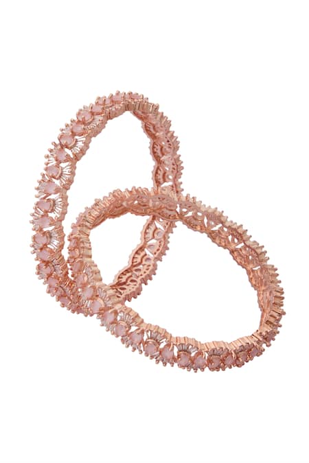 Nazaakat By Samara Singh Rose Gold American Diamond Bangles 