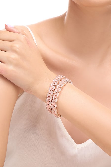 Nazaakat By Samara Singh Rose Gold American Diamond Bangles 