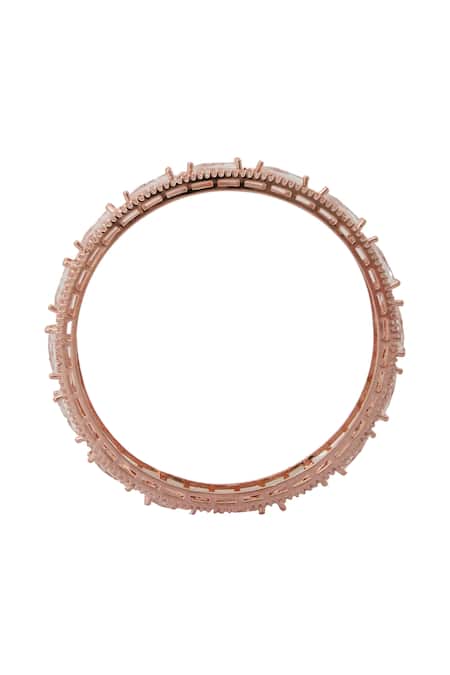 Nazaakat By Samara Singh_Rose Gold Imitation Diamonds American Bangle Set _Online_at_Aza_Fashions