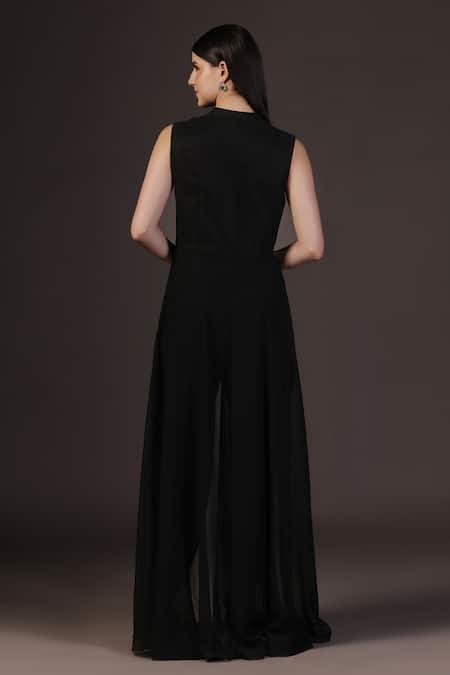 Pooja Peshoria Black Hand Embroidered Kurta Set 