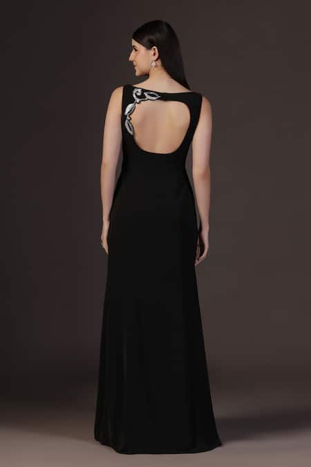Pooja Peshoria Black Hand Embroidered Mermaid Gown 