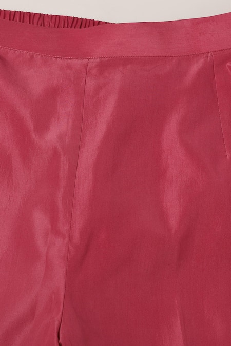 Buy_Pooja Peshoria_Pink Silk, Organza Sequins, Crystals, Cut Work Royal Hand Embroidered Kurta Set 