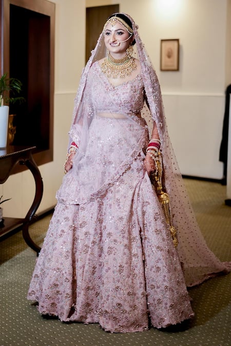 Pooja Peshoria 3D Flower Embellished Bridal Lehenga Set 