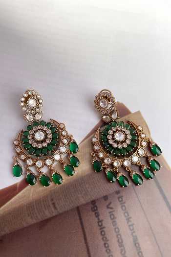Saga Jewels Green Designer Earrings 