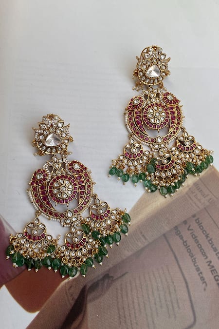 Saga Jewels Multi Stone Embellished Designer Earrings 