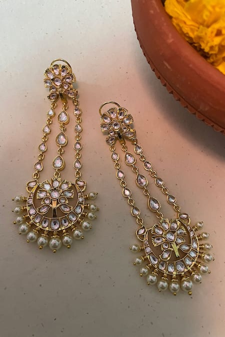 Saga Jewels_White Pearls Designer Earrings _Online_at_Aza_Fashions