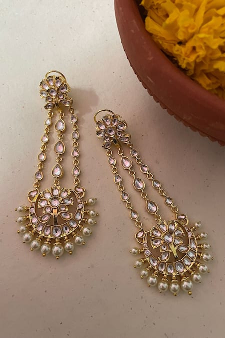 Buy_Saga Jewels_White Pearls Designer Earrings _Online_at_Aza_Fashions