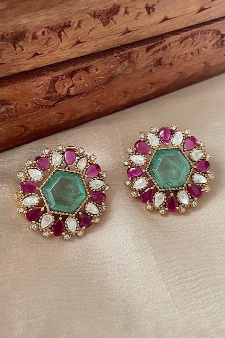 Saga Jewels Multi Stone Designer Earrings 