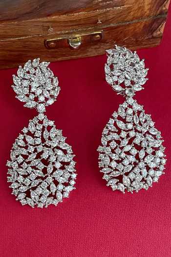 Saga Jewels Designer White Floral Earrings 