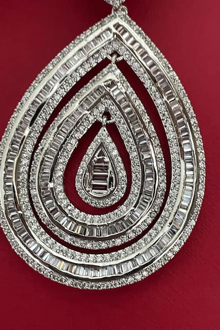 Saga Jewels_White Crystals Designer Teardrop Earrings _Online_at_Aza_Fashions