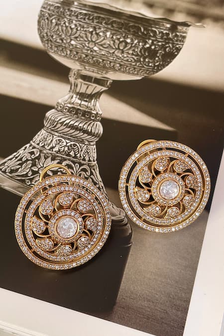 Saga Jewels_Red Crystals Designer Necklace And Earring Set _Online_at_Aza_Fashions