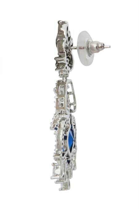 Nazaakat By Samara Singh_Blue American Diamond Earrings _Online_at_Aza_Fashions