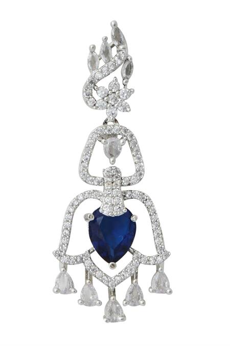 Buy_Nazaakat By Samara Singh_Blue American Diamond Earrings _Online_at_Aza_Fashions
